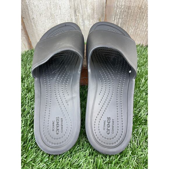 CROCS Black Slides Women's 8 - Picture 4 of 6